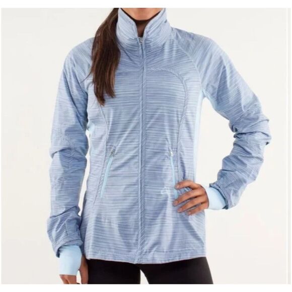 Lululemon Run: Make A Break Jacket Twisted Stripe Caspian Blue - Picture 1 of 9